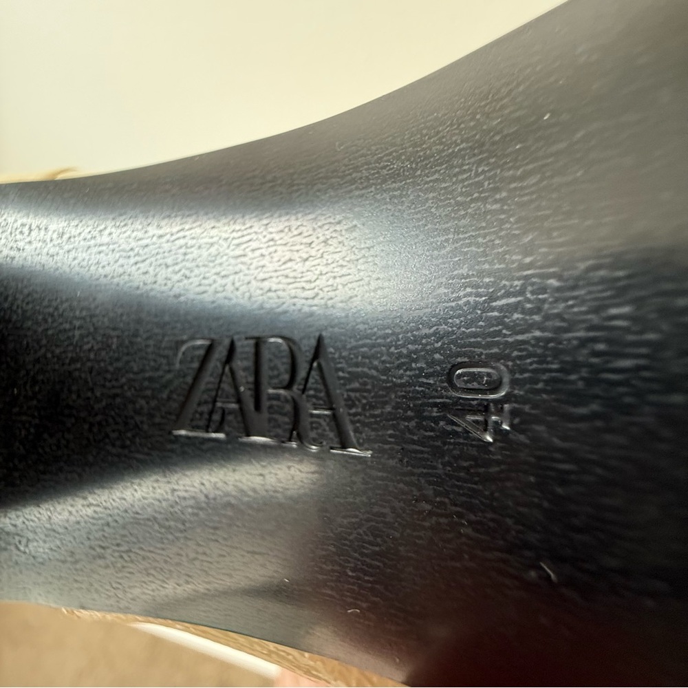 Zara Patent Square-Toe Heeled Ankle Boots-Ecru-Women’s Size 9 Vegan - Picture 12 of 14